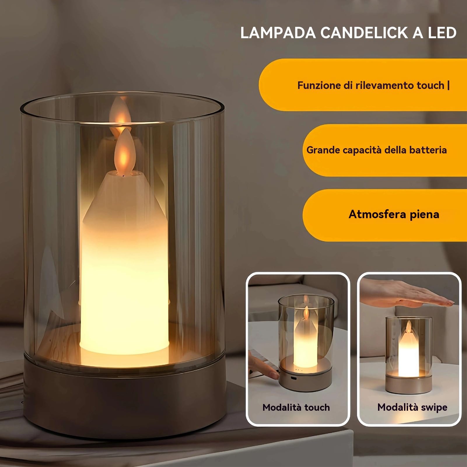 Luminosa nocturna, luz nocturna con sensor táctil recargable | 3 modos de | brillo ajustable, iluminación cálida ambiental para exterior, mesita de y habitación infantil