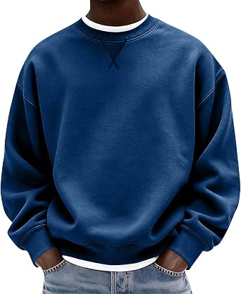 Mens Trendy Sweatshirt 2026 Crewneck Solid Hoodies Pullover Shirts