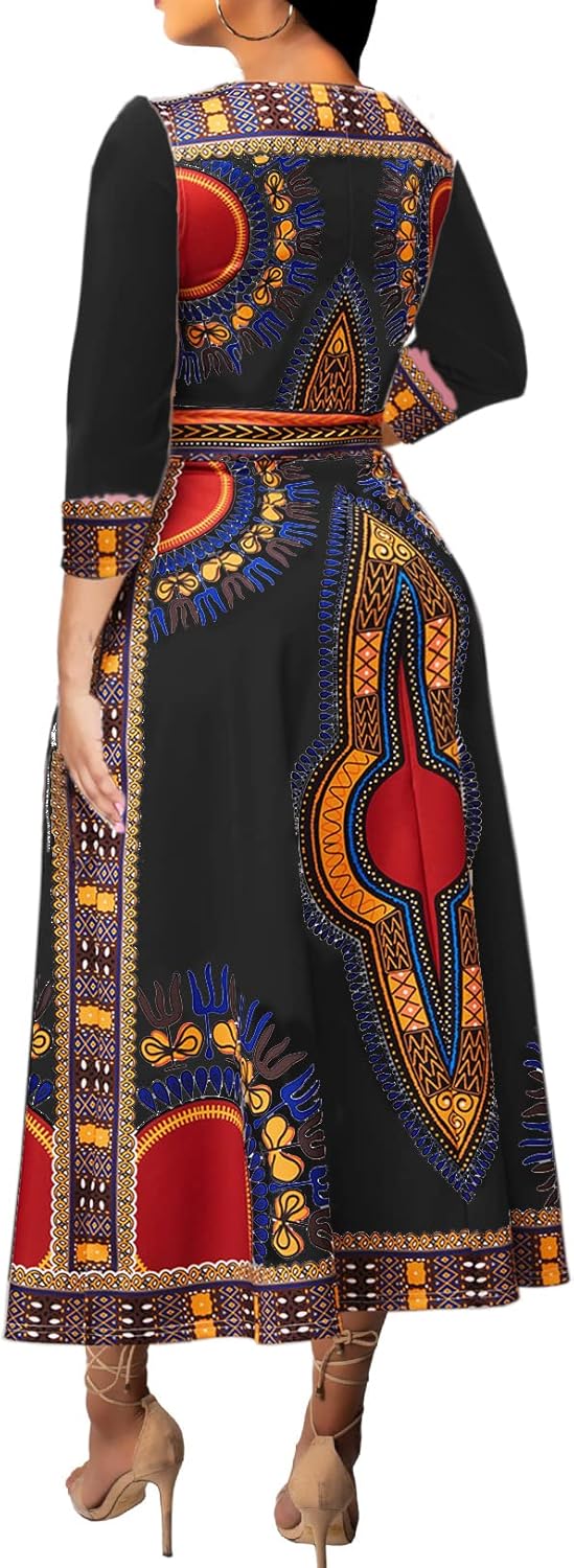 African Long Dresses for Women Elegant Church Dresses Print Maxi Dress High Waist Cocktail Bohemian Vintage Party Outfits - Image 2