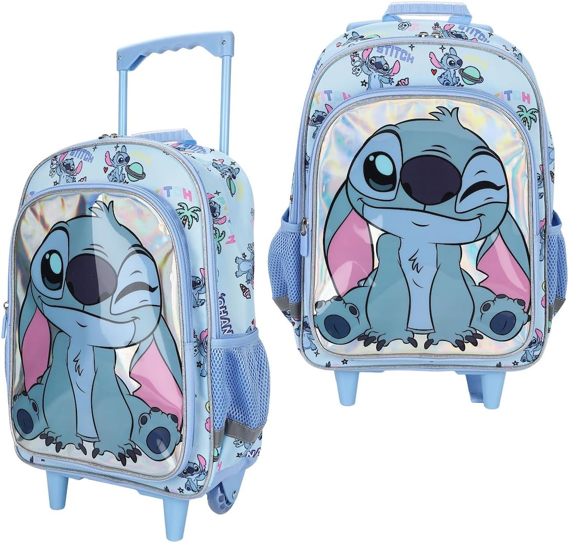 Bioworld Lilo & Stitch Winking Stitch 16" Rolling Backpack for School and Travel