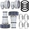 4 Pack Pool Hose Adapter with Clamp Washer 2 Types Conversion Connector Replacement 1.5 to 1.25 Pools Pump Hose Adapter for Intex Threaded Connection Pump Hoses Above Ground Pool Accessories