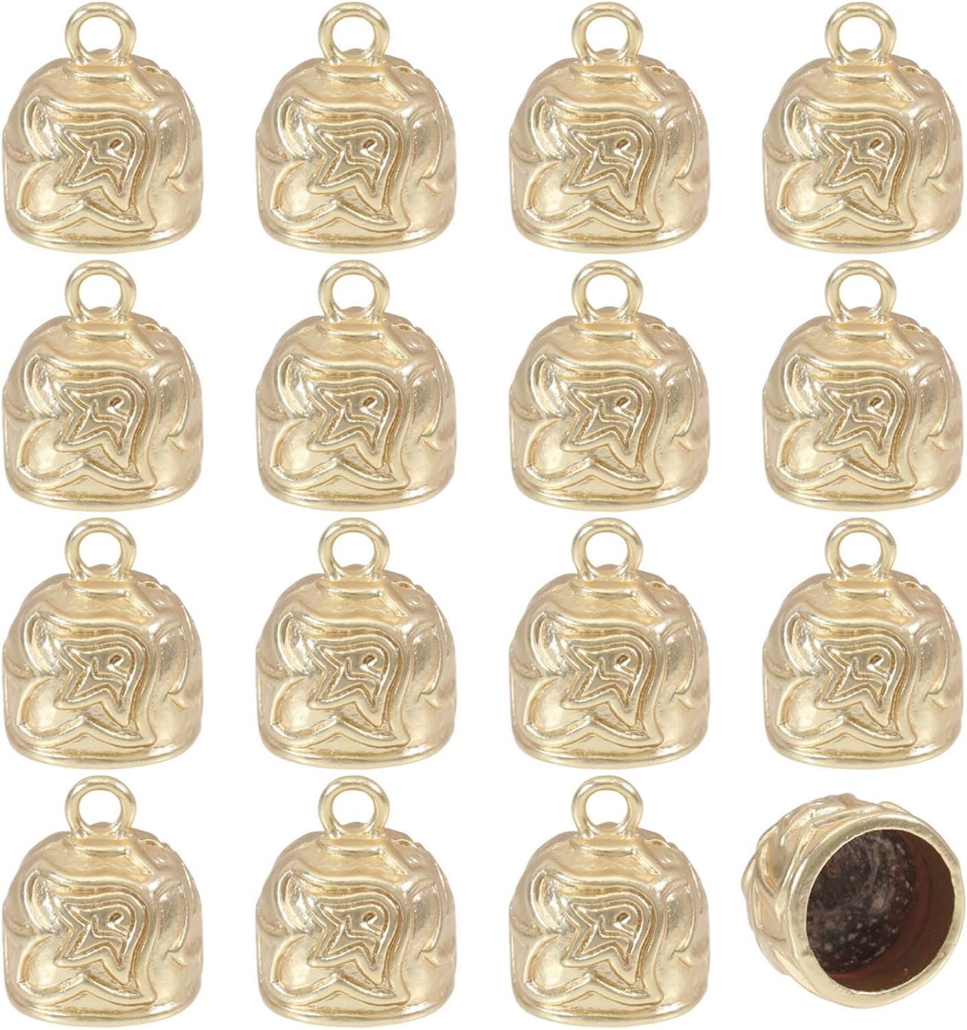 CHGCRAFT 16 Pcs Metal Cord Ends Caps Tibetan Style Alloy Cord Ends for Jewelry Makings DIY Crafts Gold