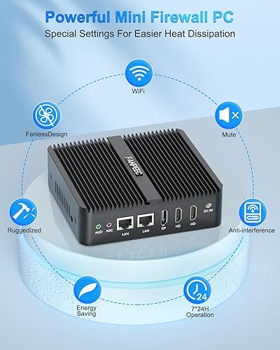 Vista 7 de FANPEEC PC industrial Celeron J4125, PC sin ventilador 16 GB RAM 256 GB SSD, WiFi5, BT4.0, Mini computadora industrial integrada Win 11 Pro 2