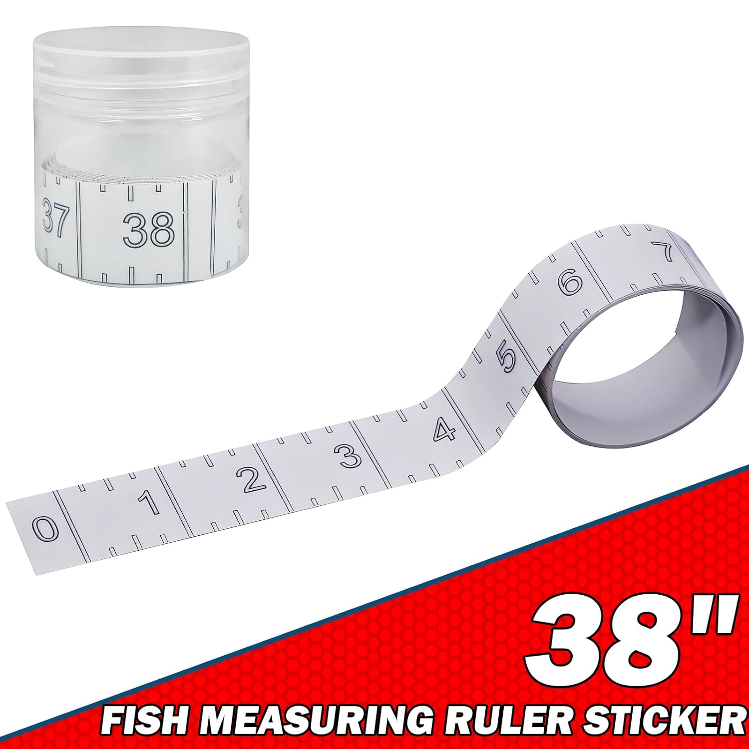 38" Boat Ruler Fish Measuring Sticker - Transparent Waterproof Decal Tape Measure - Clear Discreet Adhesive for Boat, Kayak, Net, Gaff, Table - 38 in Fish Rulers
