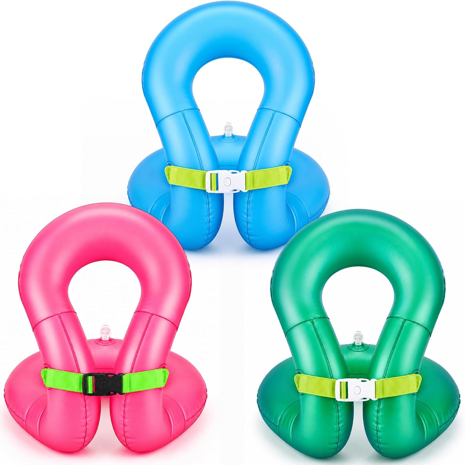 Soulchen 3 Pcs Inflatable Swim Rings for Children, Portable Inflatable Tube for Kids Swimming Ring with Adjustable Buckle Swim Arm Bands for Water Pool Beach Party Games