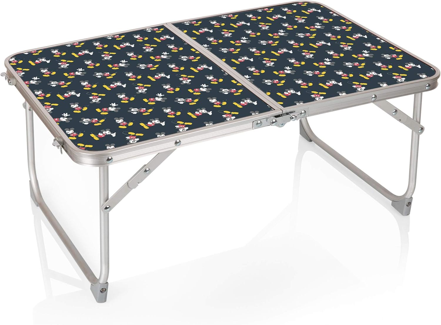 PICNIC TIME Coca-Cola Unity Concert Mini Portable Table, Small Folding Picnic and Camping Table with Carry Handle and Wood Grain Top for Indoor and Outdoor Use, (Charcoal Wood Grain)