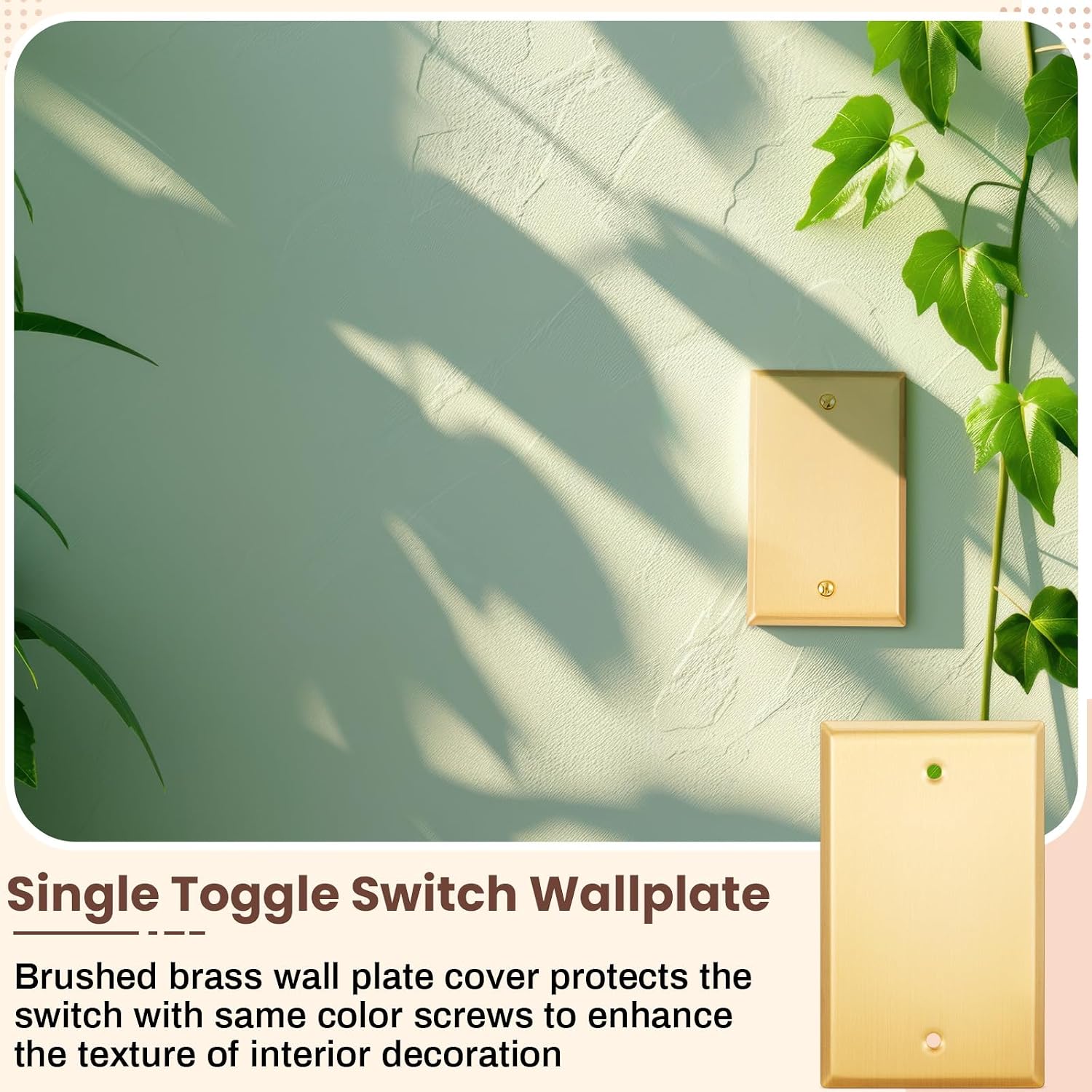 Zonon 2 Pack Gold Outlet Covers 4.50" x 2.76" Blank Wall Plate Brass Metal Brushed Decorative Gold Receptacle Wallplate Corrosion Resistant, Standard Size, Brushed Brass