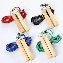 حبل قفز خشب كلاسيكي من سبورت كيو - حبل قفز مع مقبض خشبي، حبل قفز للبنات والاولاد لتدريب اللياقة البدنية والتمارين والانشطة الخارجية