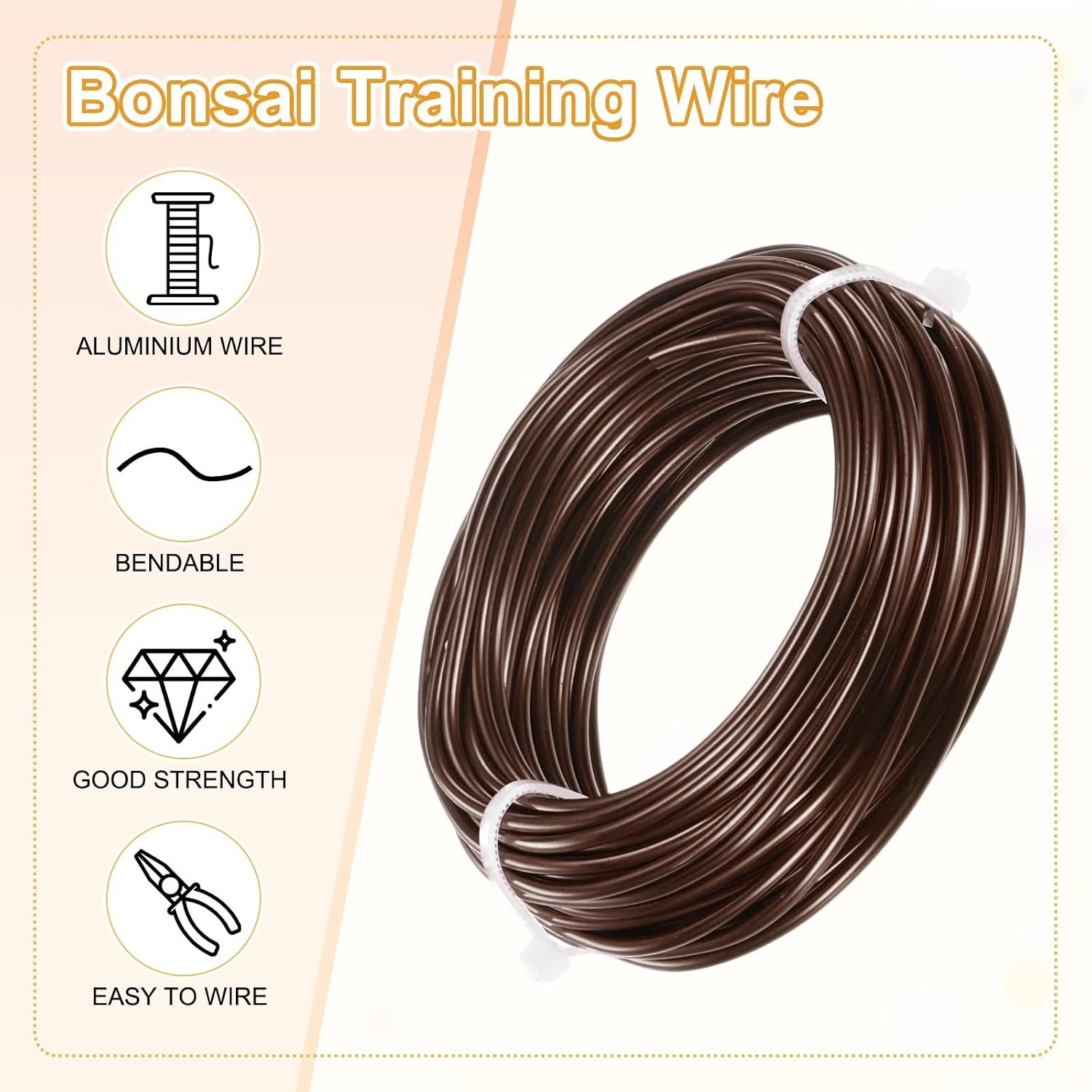 M METERXITY 1-Pack Bonsai Training Wire, 2.5mm x 33ft/10m Anodized Aluminum Bonsai Tree Wire for Gardening Branch/Fine Trunk/DIY Crafting [Dark Brown] image 2