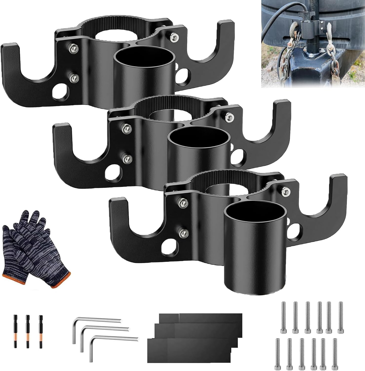 Trailer Chain and Plug Holder, Trailer Chain Organizer, Aluminum Rv Towing Chain Organizer & 7-Way Plug Holder, 7 Pin Trailer Plug Holder Rv Tongue Jack Rust-Proof Towing Accessories