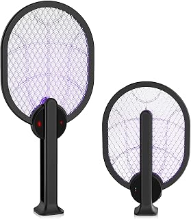 Electric Fly Swatter, Bug Zapper Racket with LED Attractant Light, Foldable 3000V Mosquito Insect Killer Lamp, USB Rechargeable Electronic Fly Zapper Swatter for Indoor Outdoor