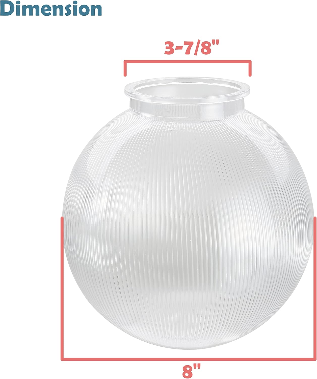 Aspen Creative 28002-75-41, 8" Clear Prismatic Acrylic Replacement Lamp Post Globe with 3-7/8" Neck