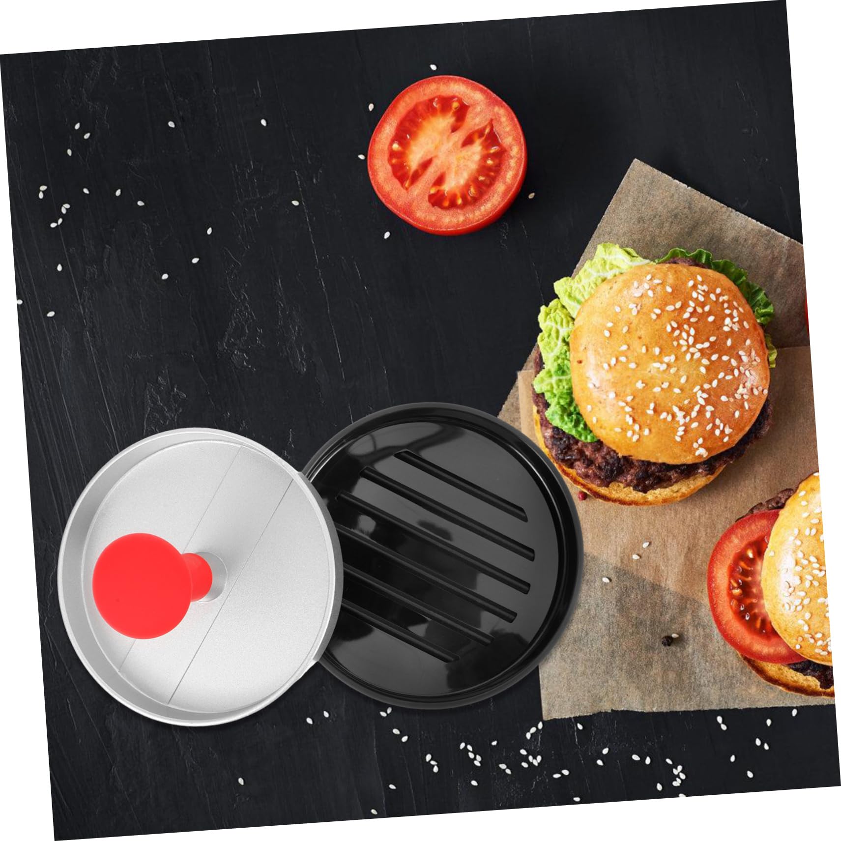 Abaodam 2 Pezzi Pressa per Carne Stampo per Burger Patty Premere Schiacciapatate Pressa per Hamburger Pressa di Carne Macinata Pressa Peso Cottura Silver Acciaio Inossidabile