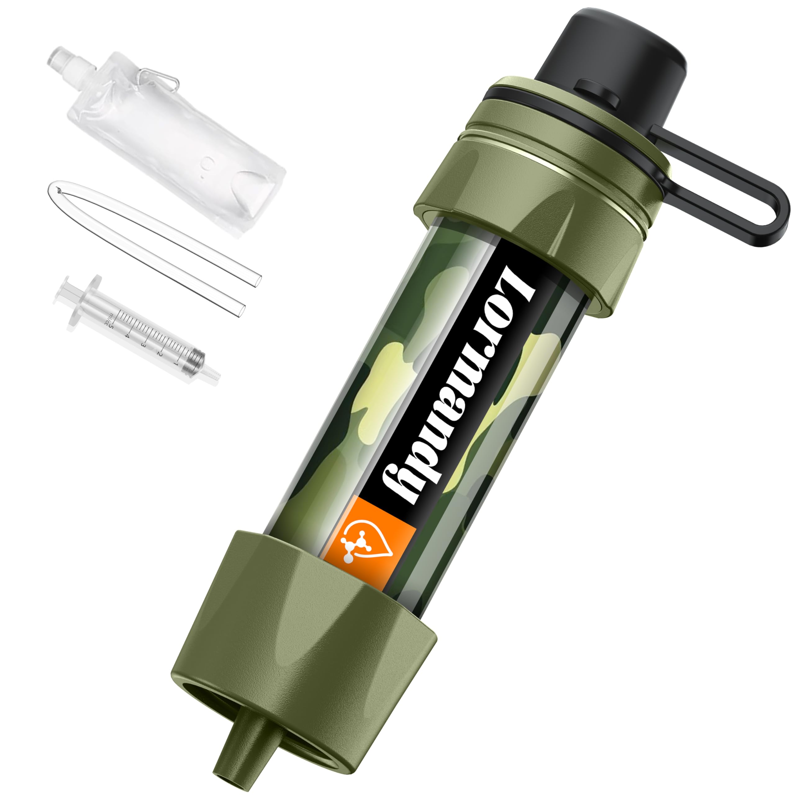 Lormandy Straw Water Filter - Portable Water Purifier, Water Filtration System, Reusable Water Straw Purification - Outdoor Emergency and Survival