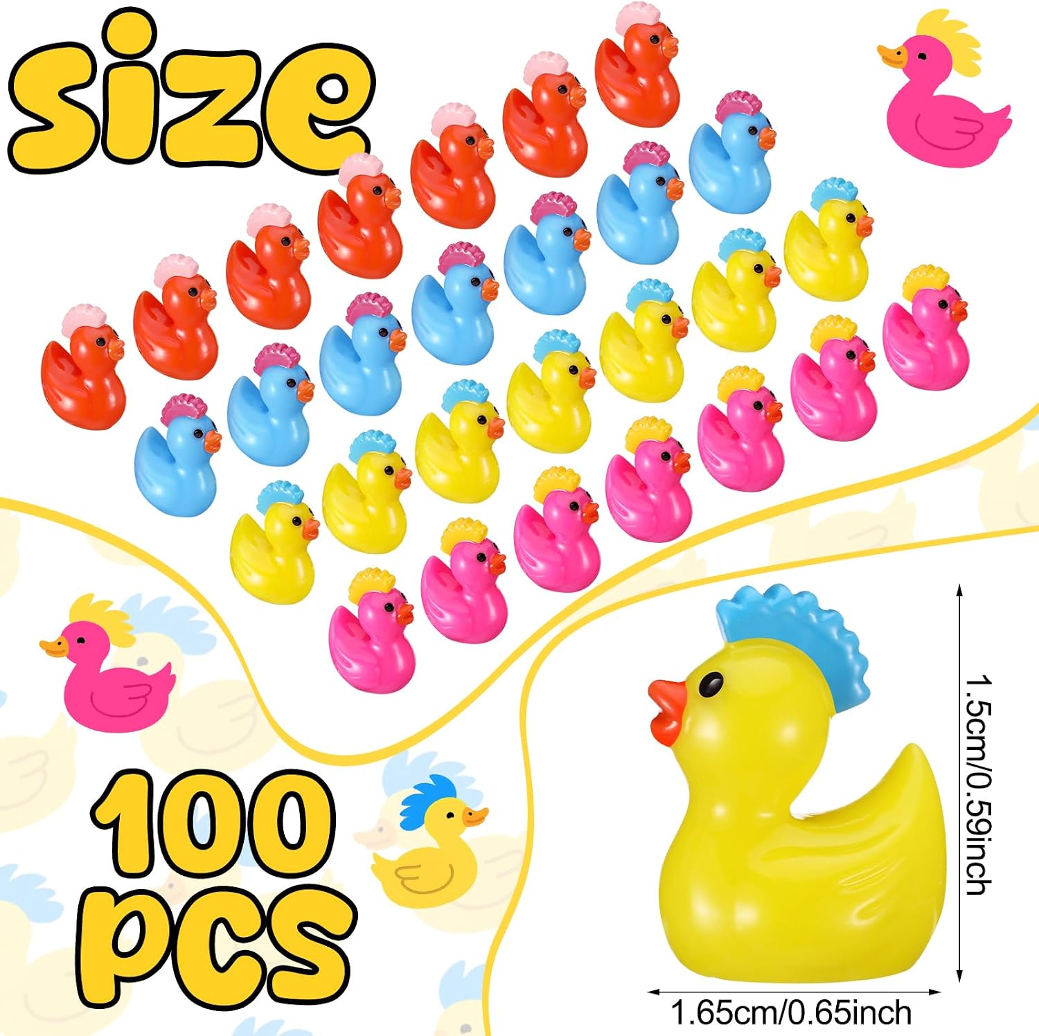 Suzile 100 Pcs Mini Punk Resin Ducks Little Rock Figures Bulk image 3