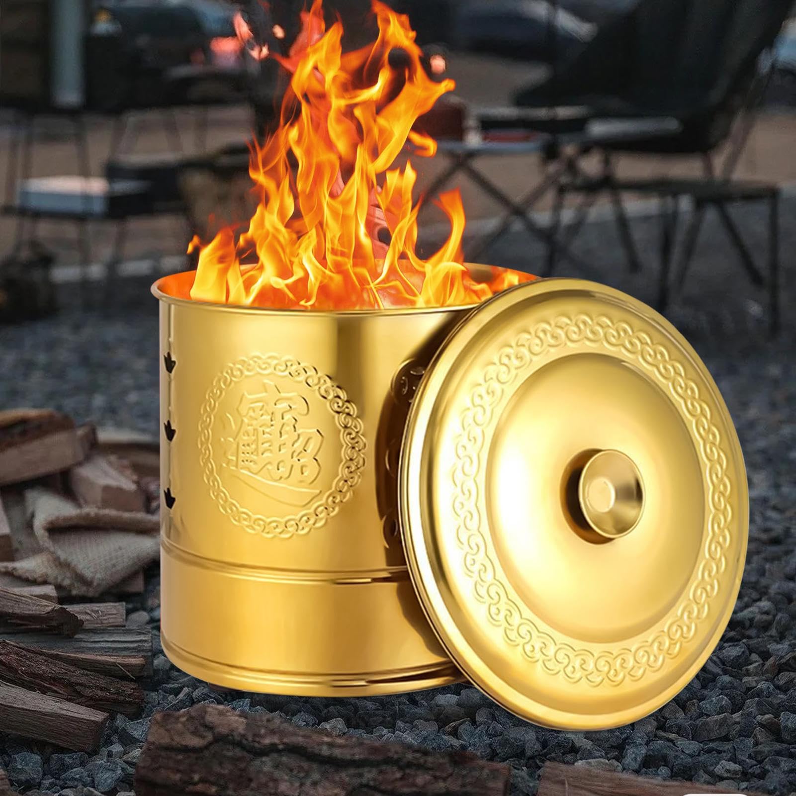 Secchio Inceneritore Carta Coperchio Foglie Legno Rifiuti Soldi Ancestrali | Inceneritore di Carta in Acciaio Per Foglie, Legna, Rifiuti, Offerte Per Antenati, Cerimonie Funebri, Giardino, Cortile