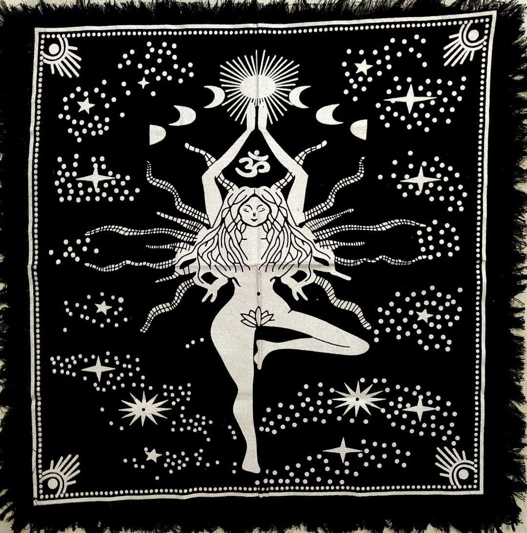 CRAFT KALA Altar Cloth Fabric Alter Tarot Wiccan Witchcraft Supplies and Tools Divination Cards Table Astrology Tapestry Square Witchery 24 x 24 Inches Golden Wolf image 5