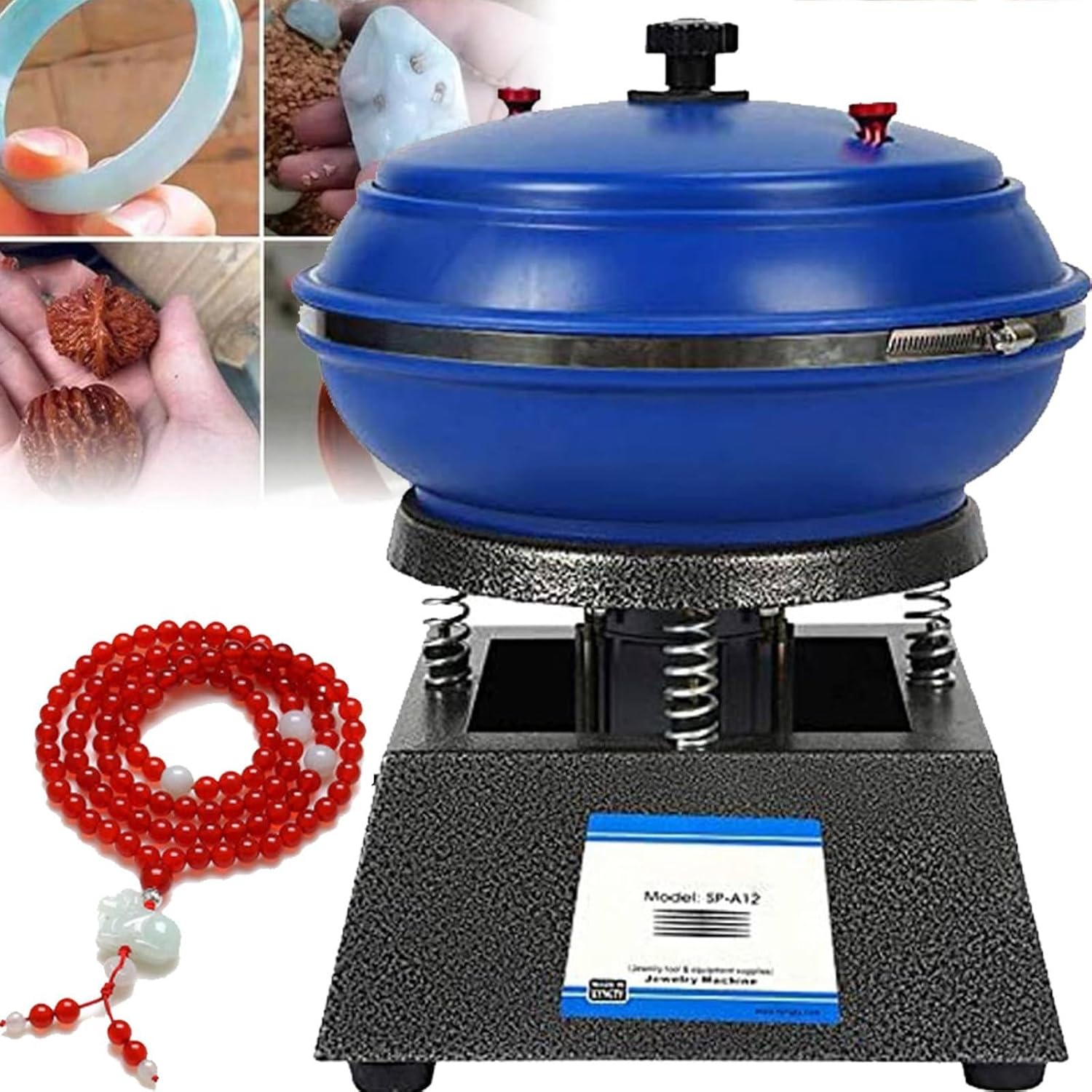 Electric Polisher, Tumbler Polishing Drum, Vibration Polishing Machine, Jewelry Making Tool for Metal Parts, Jade Crafts, Strong and Stable, Low Noise,M