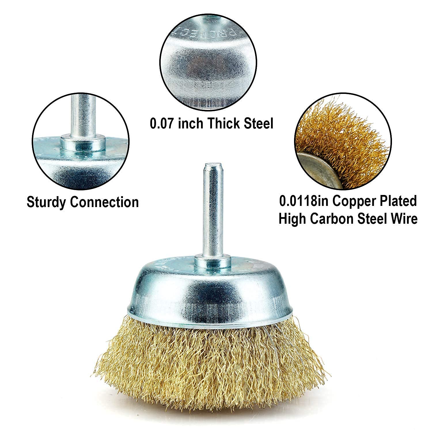 MMOSTAR 9Pcs Brass Wire Wheel Brush Set with Crimped Cup and Brushes with 14-Inch Shank Wire Drill Brush Set for Rust Removal,Corrosion and Scrub Surfaces: Industrial & Scientific
