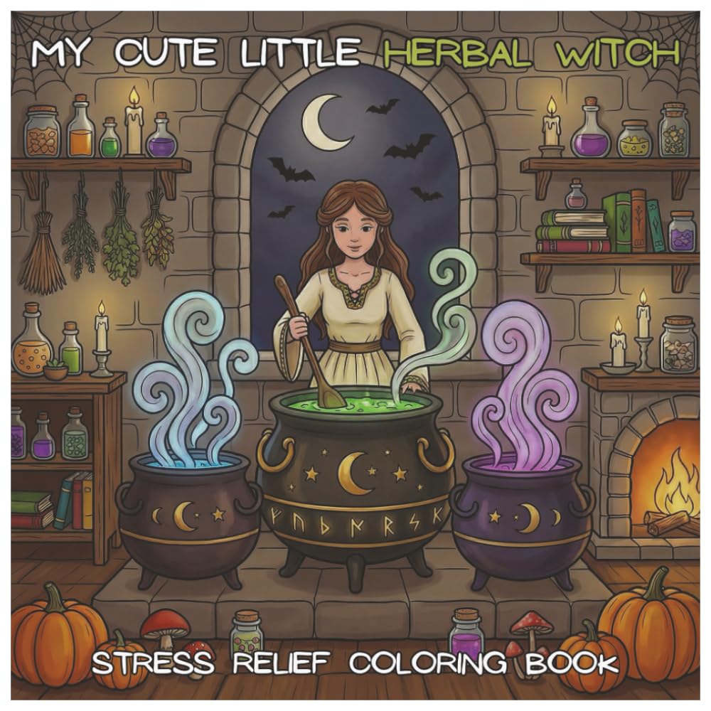 My Cute Little Herbal Witch: A Cozy Spooky Stress Relief Coloring Book for Adults and Teens | Relaxing and Easy Coloring Pages (My Cute Little Coloring Book)