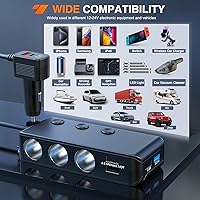 Vista 38 de Nilight Panel de enchufe de cargador de encendido y apagado 4 en 1, cargador USB dual, toma de corriente, voltímetro LED, encendedor de cigarrillos