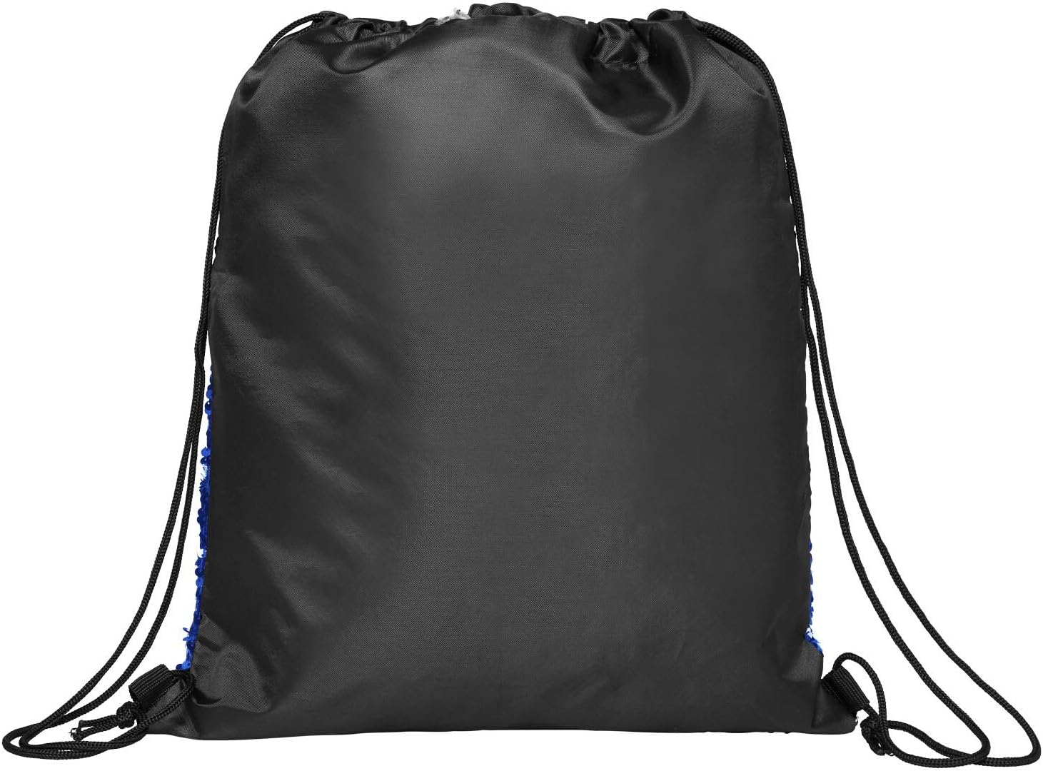 Sequin Drawstring Backpack - Solid Black/Blue, 36×41.2 cm - Image 3