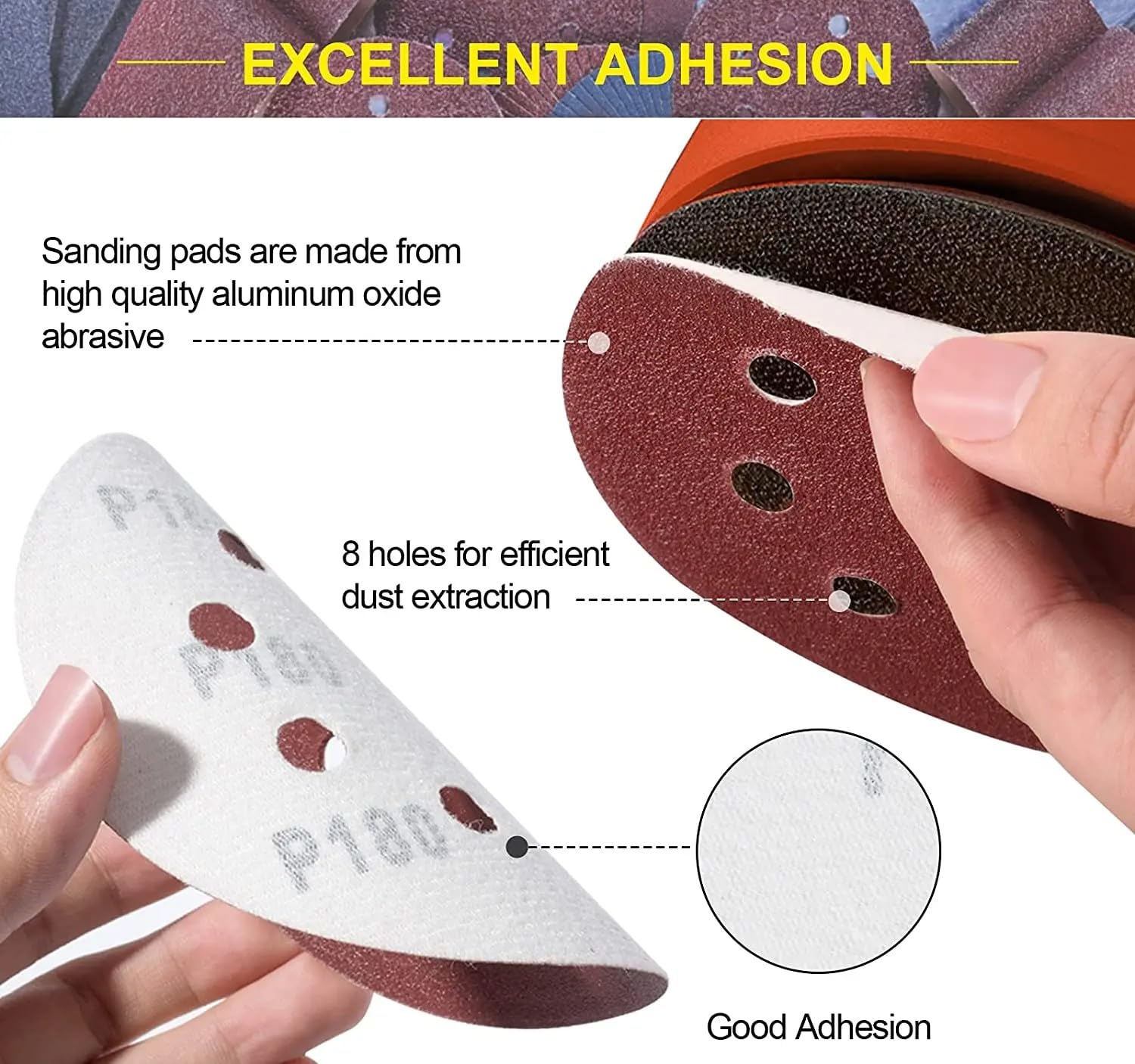 5 Inch 8 Hole Sanding Discs Hook and Loop Adhesive Sandpaper for Random Orbital Sander Polishing(800,10 Pieces)
