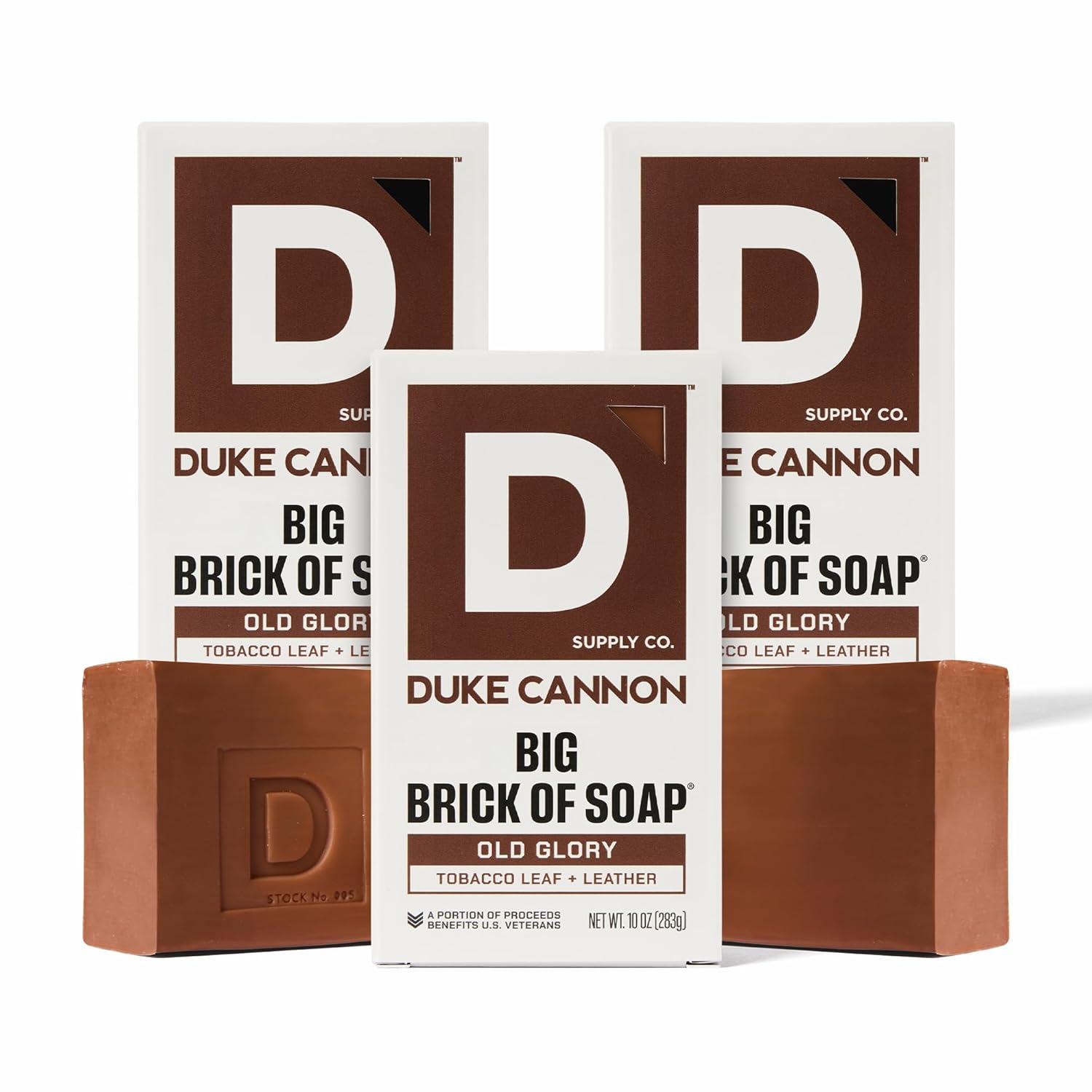 Duke Cannon Supply Co Big Brick of Soap Bar for Men Leaf Leather Amber Woodsy Scent Multi-Pack -