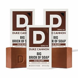 Duke Cannon Supply Co Big Brick of Soap Bar for Men Leaf Leather Amber Woodsy Scent Multi-Pack -