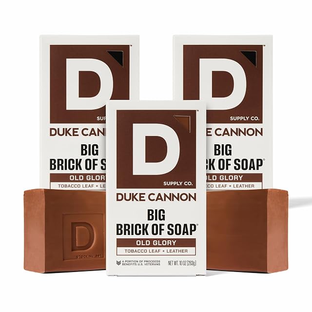 Duke Cannon Supply Co Big Brick of Soap Bar for Men Leaf Leather Amber Woodsy Scent Multi-Pack -