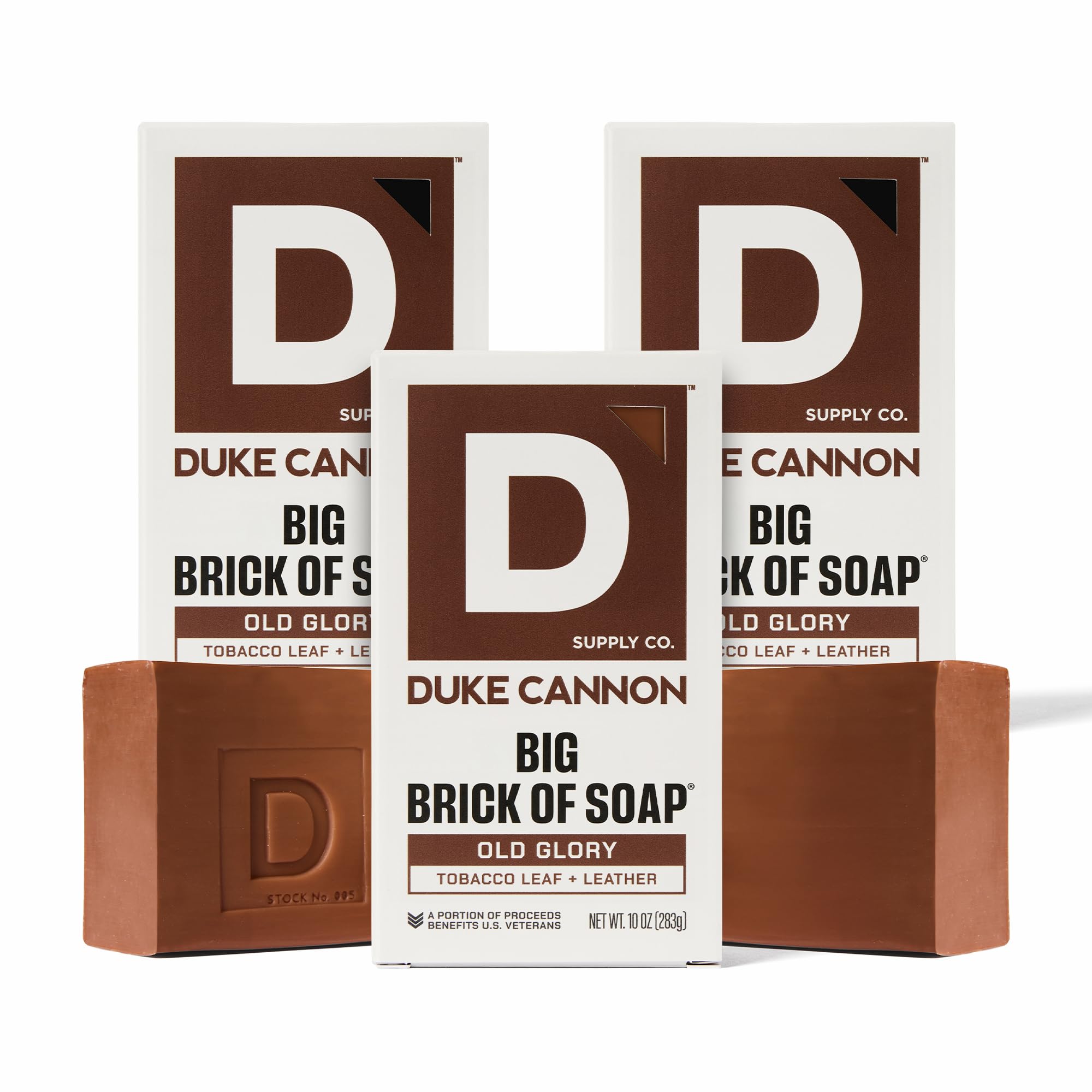 Duke Cannon Supply Co Big Brick of Soap Bar for Men Leaf Leather Amber Woodsy Scent Multi-Pack -