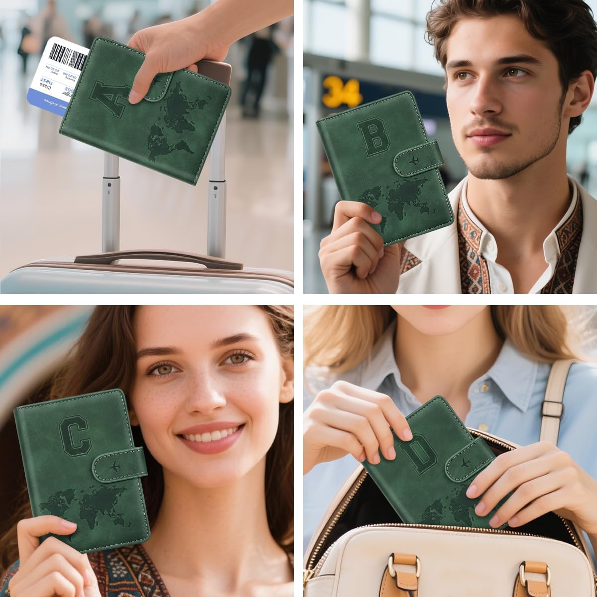 Pine Green Letter C Passport Wallet & Luggage Tag Travel Set image 5