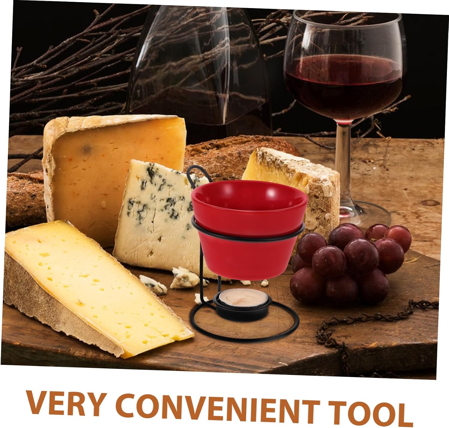 PRETYZOOM 2sets Ceramic Butter and Chocolate Melting Pot Removable Rack for Easy Cleaning and Versatile Use for Fondue Cheese and Candle Melting