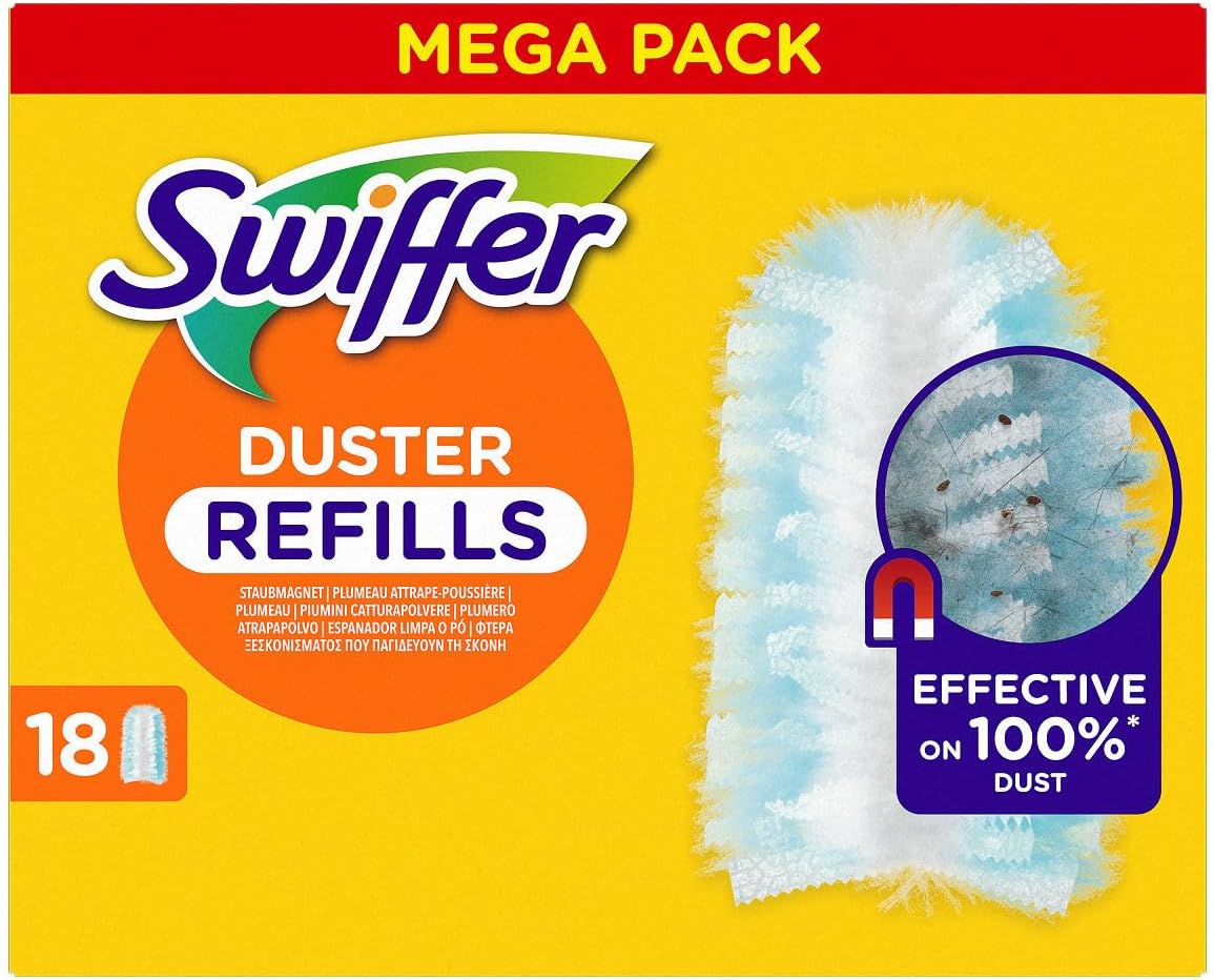 Swiffer Duster Duster Refills, 18 Units, Dust Capture, Dirt, Bristles and Allergens, Even in Difficult Corners, Fast and Efficient, Handle Sold Separately