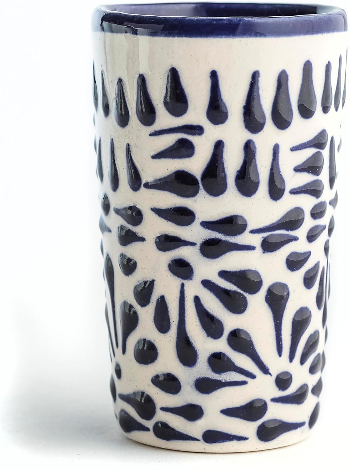 Talavera Shot Glasses Set of 4 Authentic Mexican Tequila Shot Glasses - Hand-painted - 2 Oz (Blue Lace) - Image 8