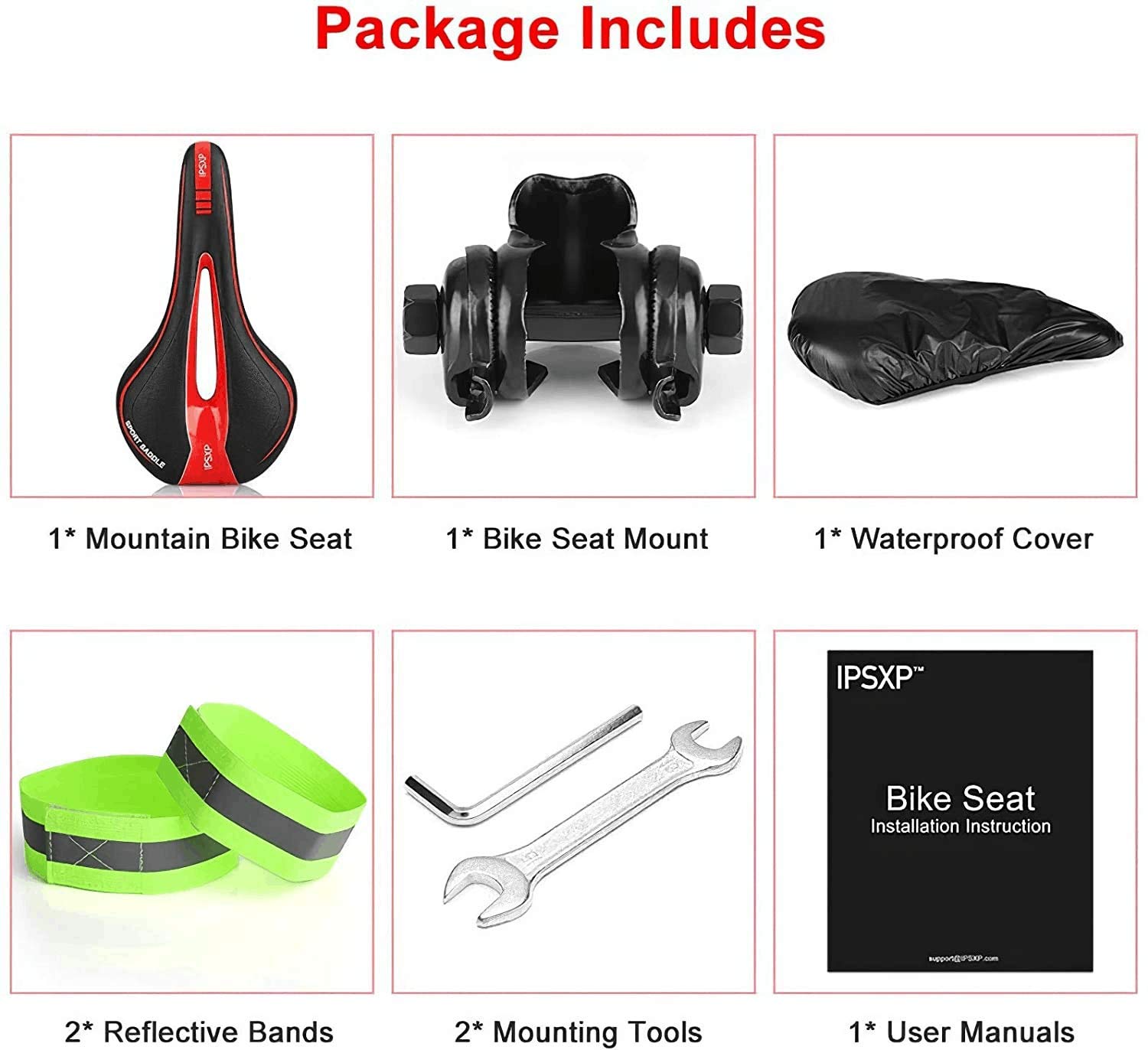 Selle Vélo IPSXP – Mousse Polyuréthane, Découpage Central, Rails Standard, Confortable Pour Route Et VTT, Longues Distances