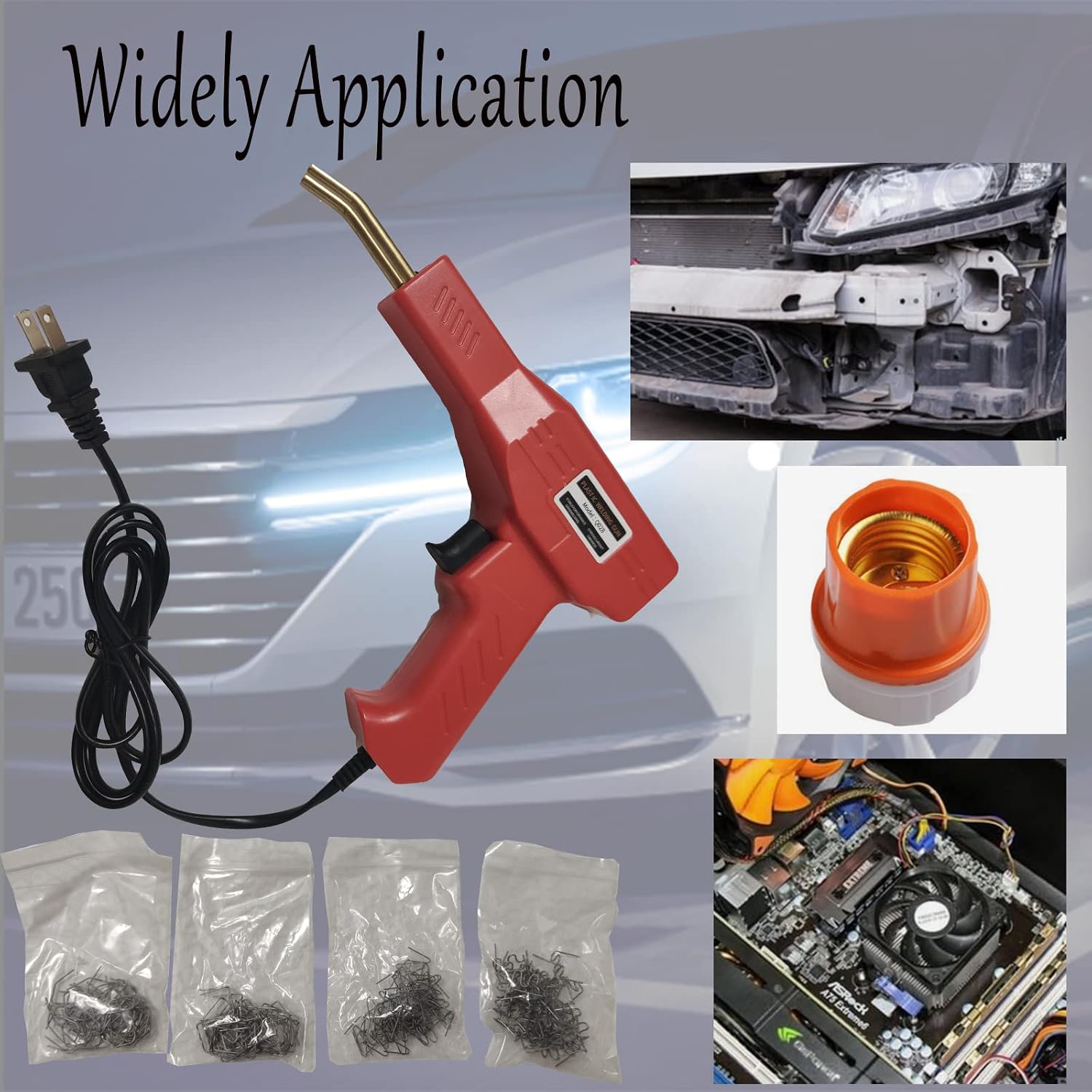110V Plastic Welding Machine 50w Car Bumper Repair Welding Tool Welding Gun Plastic Welder Car Plastic Bumper Repair Tool Kit with Flat/Outside Corner/Inside Corner/Wave Staples and Knife