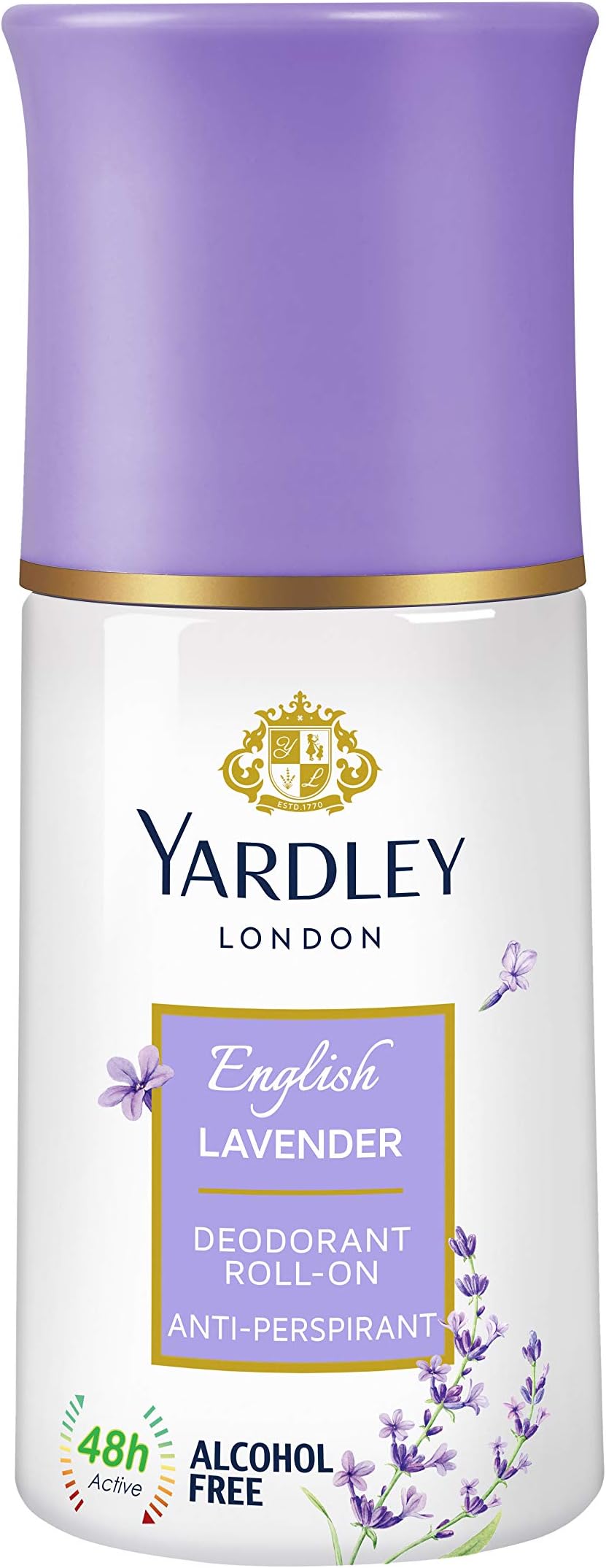 Yardley English Lavender Roll-On - 50ml | Anti-Perspirant | All-Day Sweat Protection | Long Lasting Floral Fresh Fragrance | For Women