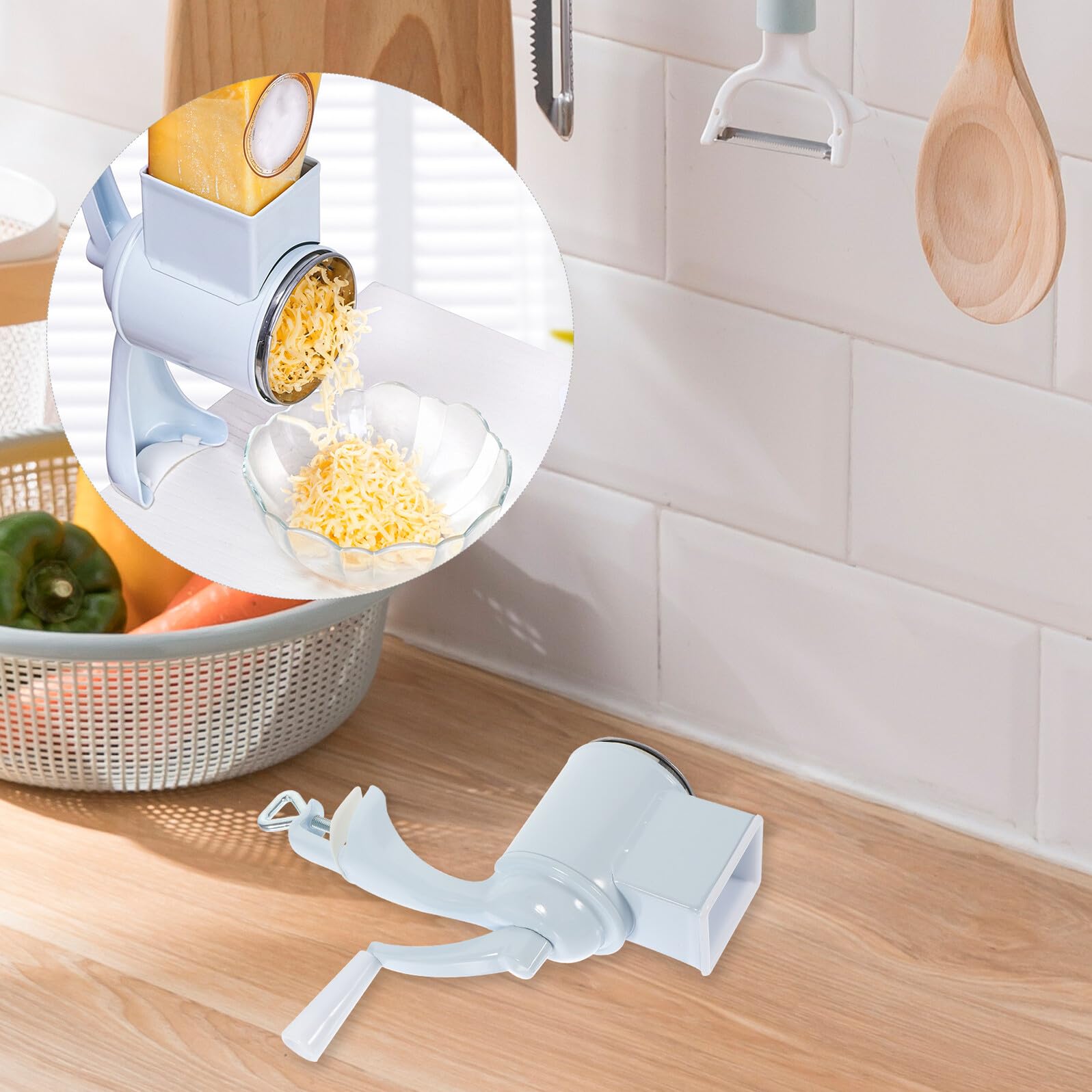 Gadpiparty Rallador de Nueces y Queso Manual Multifuncional Tamaño Compacto Aleación de Aluminio y Acero Inoxidable sin Electricidad para Uso Doméstico Accesorio Cocina Manivela Desmontable