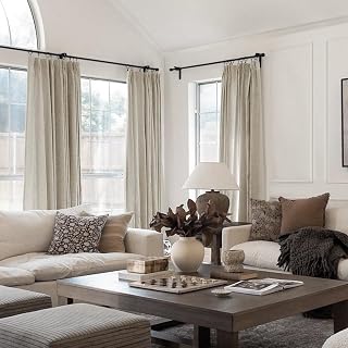 TWOPAGES Oatmeal Pinch Pleated Curtain with Hooks 108 Inches Long Light Filtering Linen Cotton Window Panel Drape with Privacy Liner for Living Room Bedroom, 26Wx108L Inches, 1 Panel