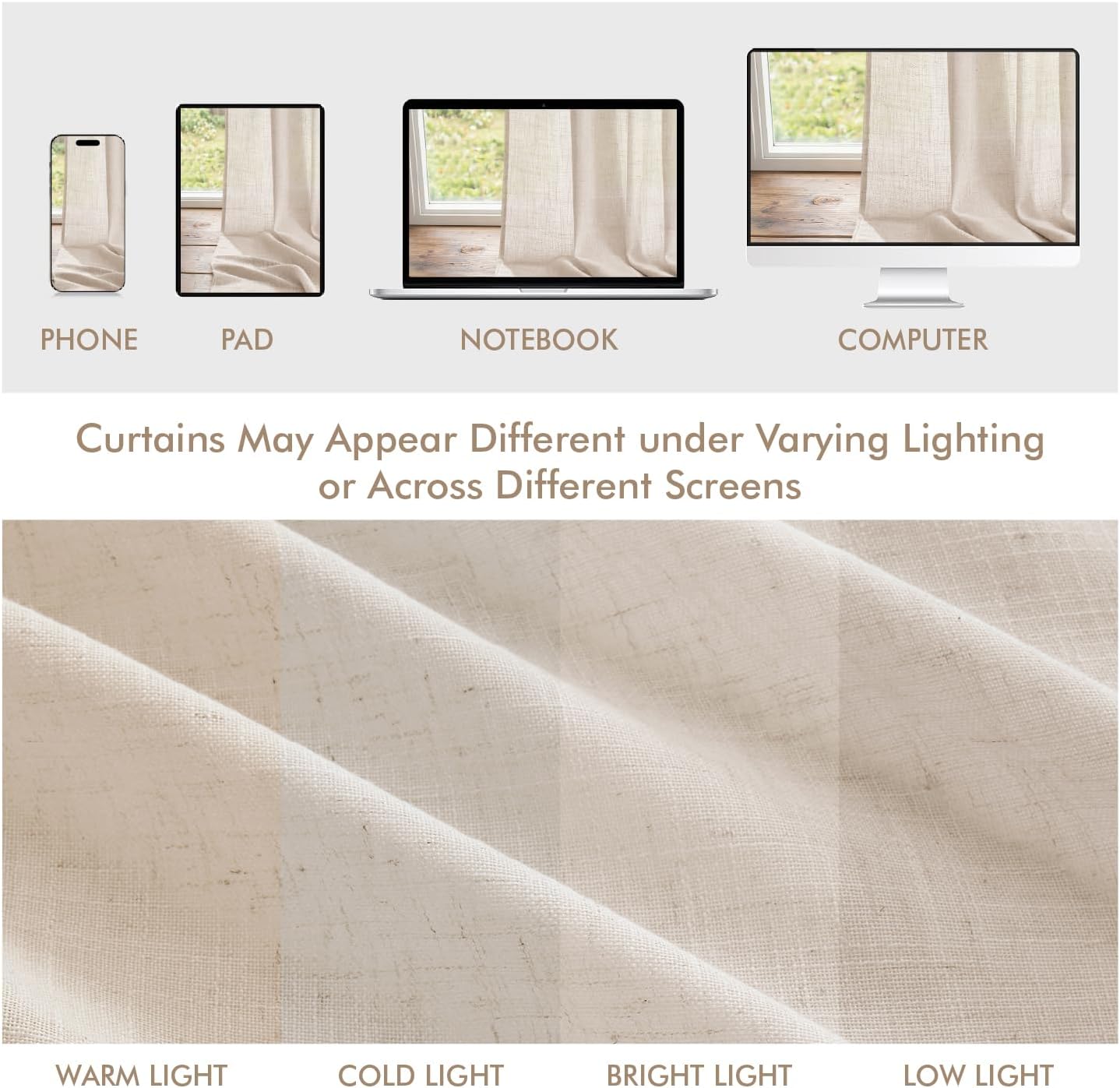 MIULEE Cream Linen Curtains 84 Inch Long 4 Panels Light Filtering Window Drapes with Rod Pocket Back Tab for Living Room Bedroom Farmhouse Decor 42" W x 84" L Inches