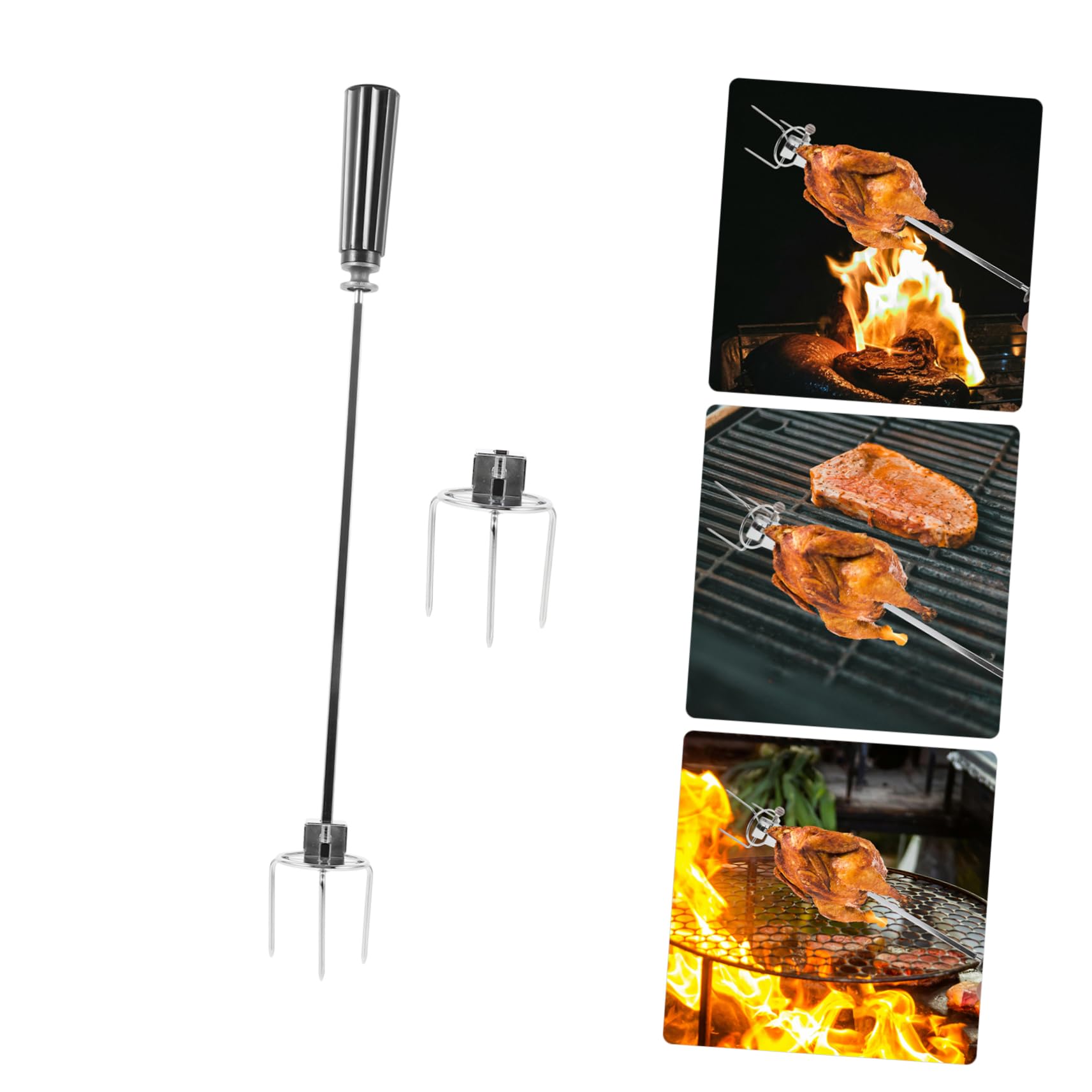 BESPORTBLE 2sets Forchette Per Arrosto Inossidabile Forchetta Rotante Per Pollo e Alla Accessorio Bbq Per Cottura Forno e Friggitrice Ad Aria Con Manico Ergonomico