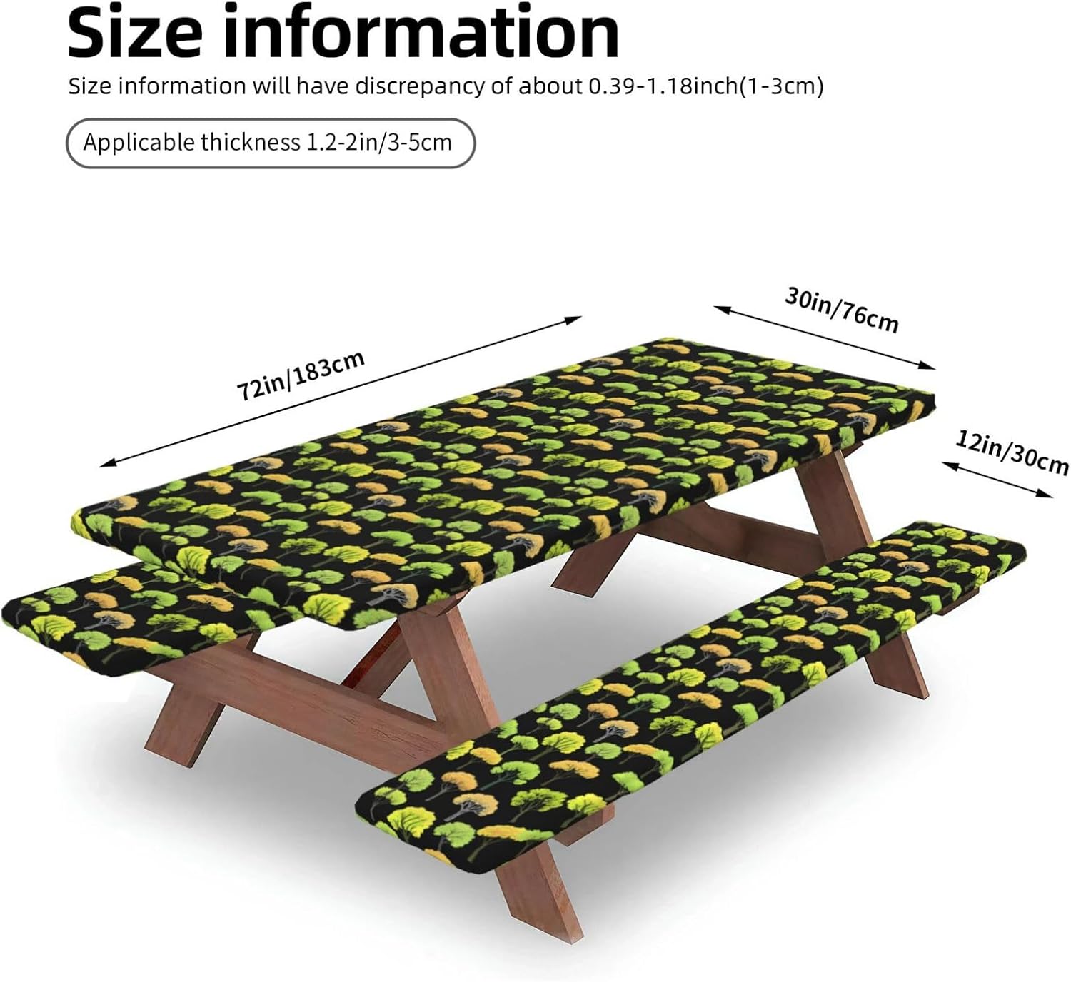 Colorful Tree Picnic Table Cover with Bench Covers image 4