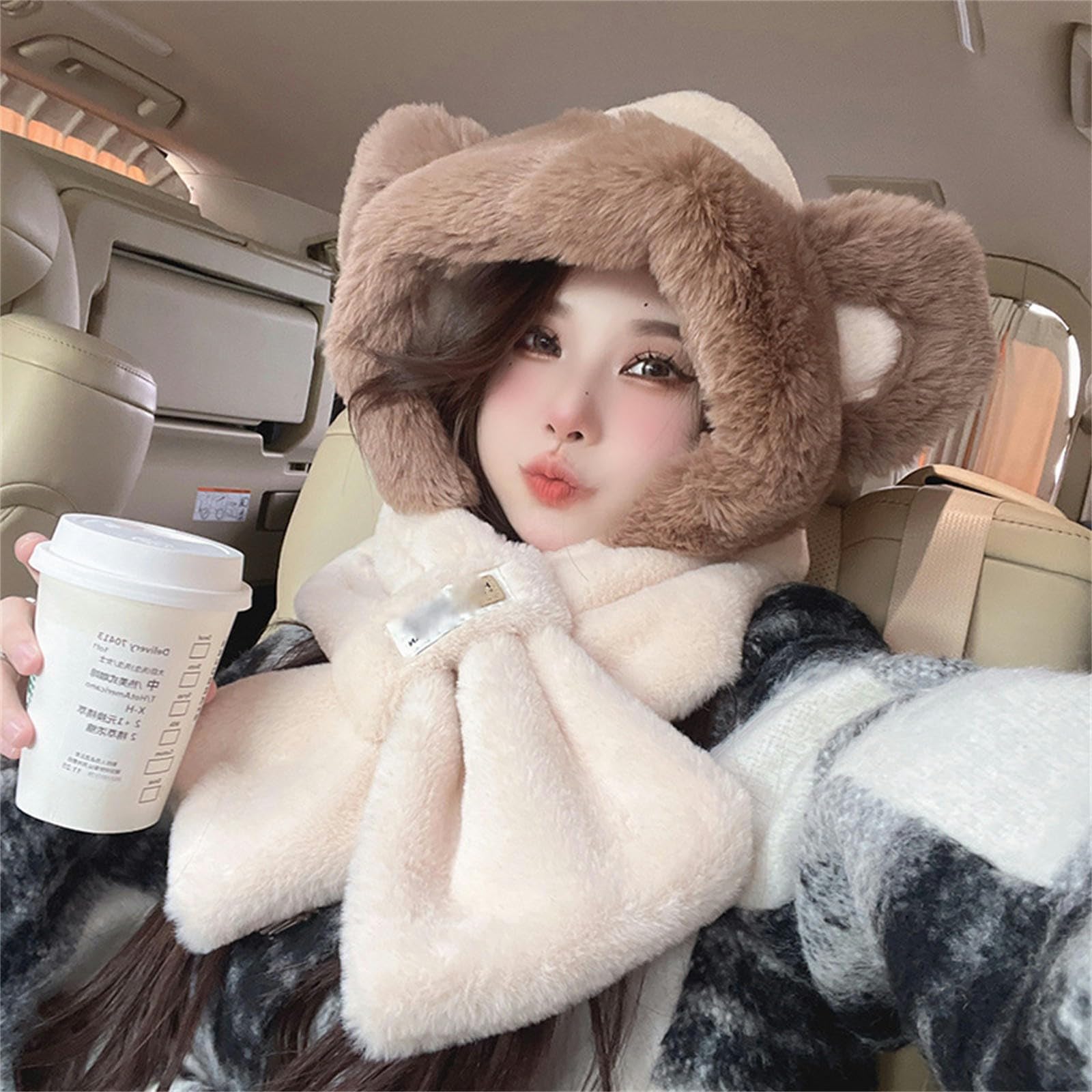 Czapka urocza czapka szalik opaska na szyję damska zimowa uniwersalna pluszowa czapka kolarska ochrona uszu czapka narciarska