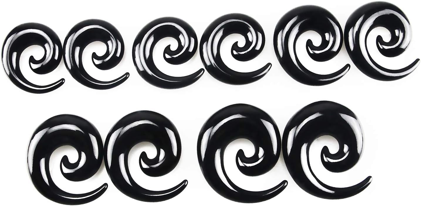 Acrylic Ear Gauge Spiral Taper Stretching and Stainless Steel Single Flare Plugs Flesh Tunnel Eyelet Kit with O-ring 3 Pairs