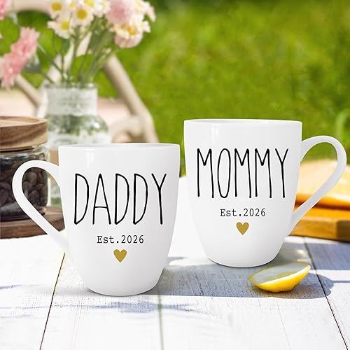 Miniatura 4 de Tazas de café para mamá y papá, regalos para nuevos padres 2026, juego de tazas para mamá y papá, perfecto para futuros padres y padres primerizos,