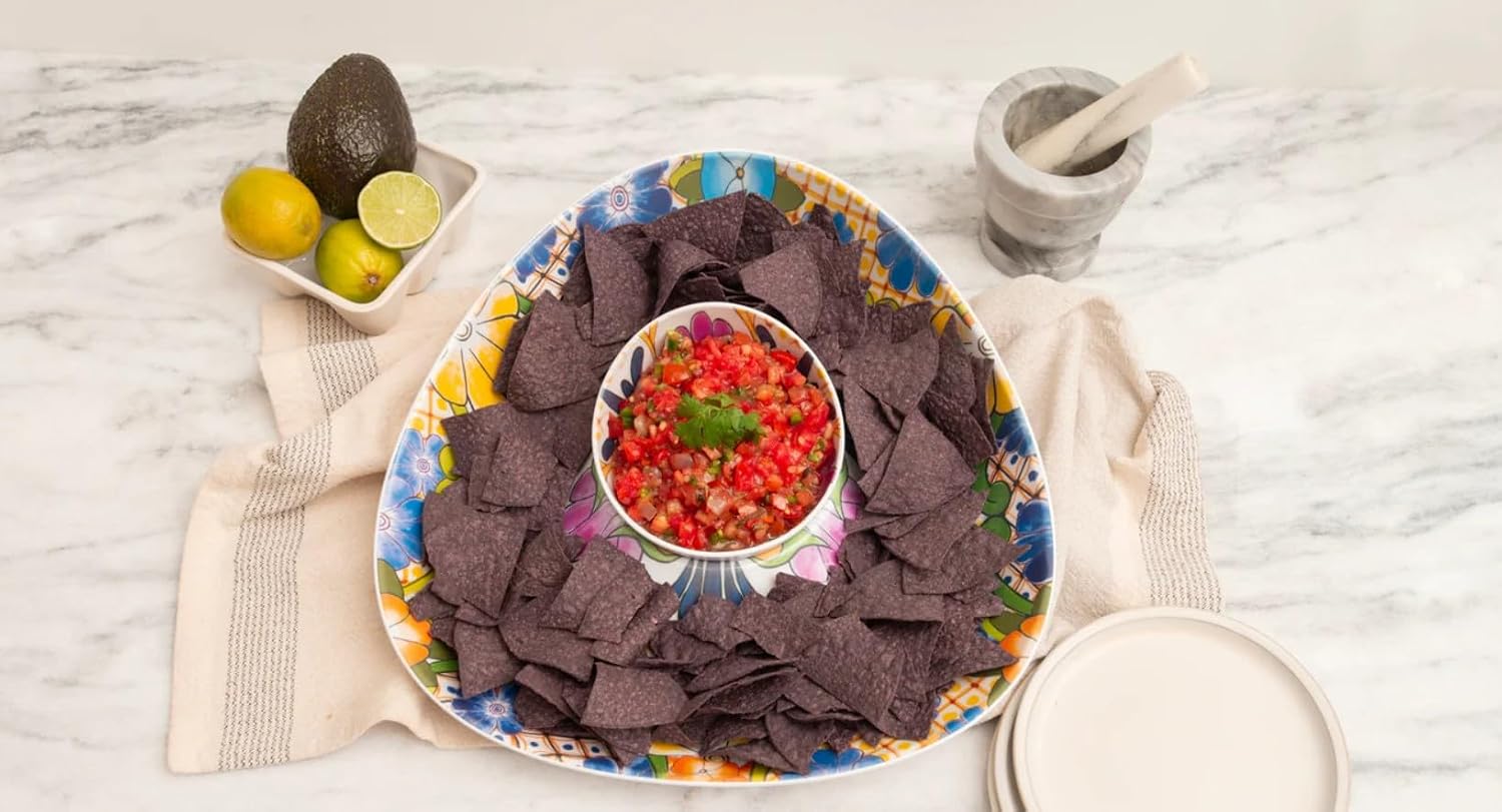 Prepara Talavera Chip and Dip Holder, Multicolored
