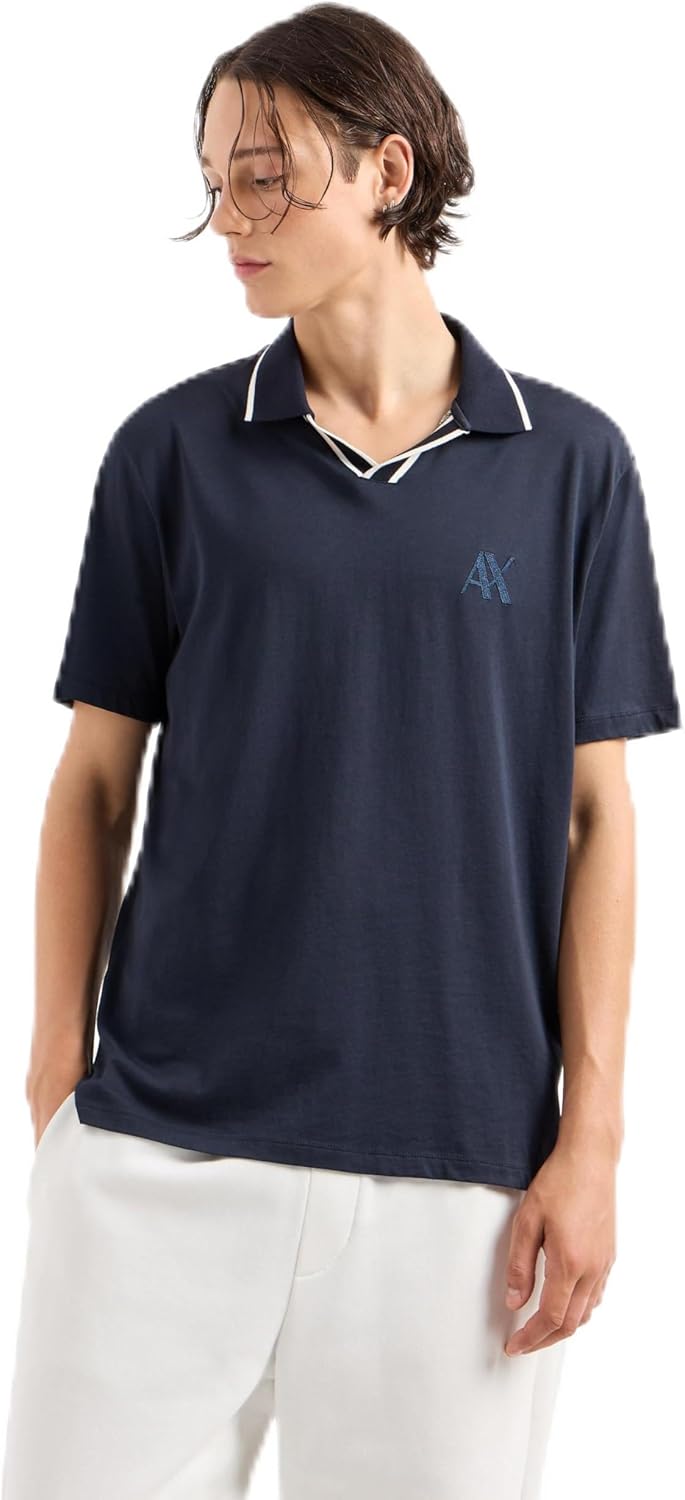 Armani Exchange Mens Johnny Contrast Collar Regular Fit Polo