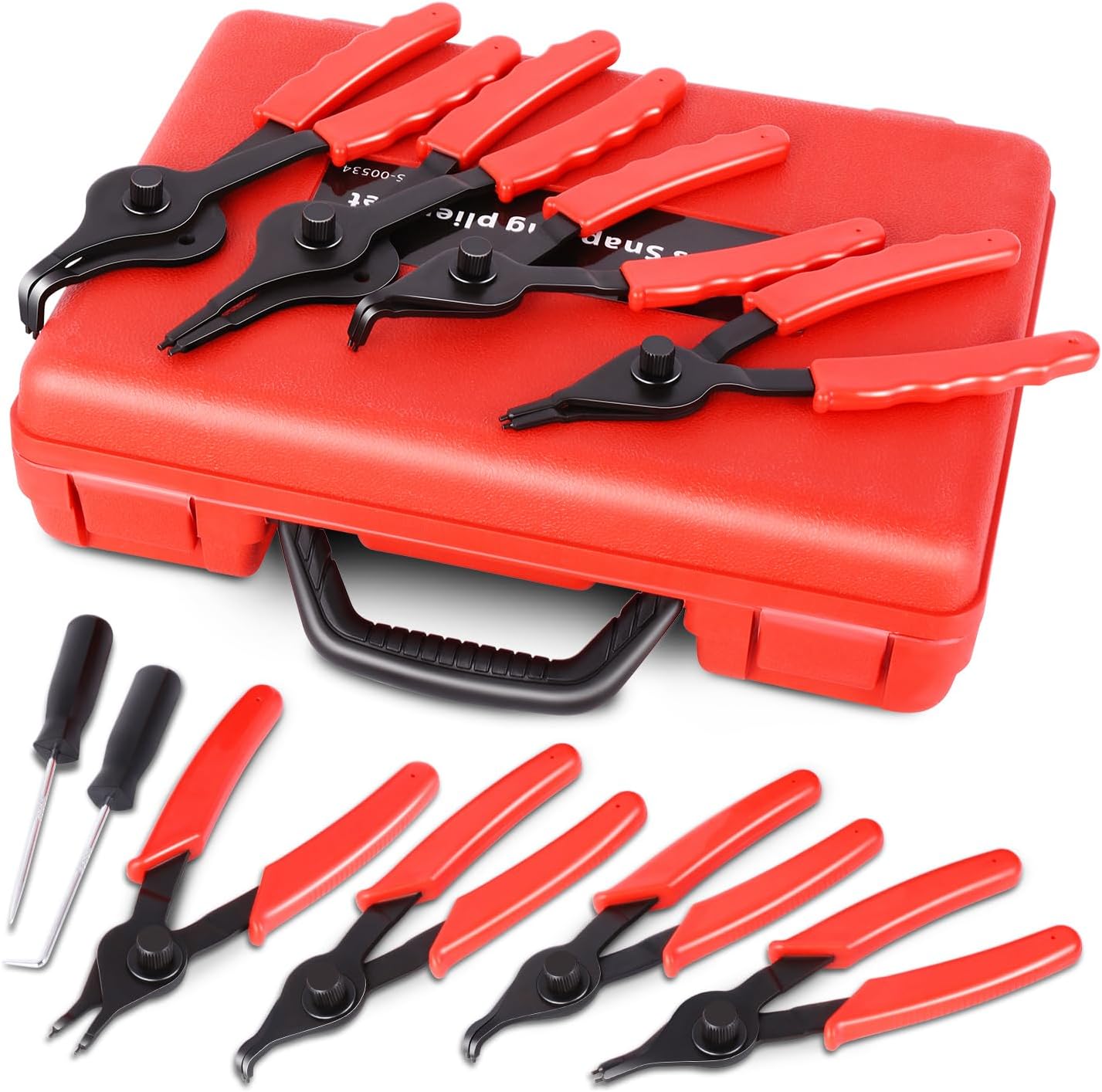 11pcs Snap Ring Pliers Set Straight and Bent Pliers Mechanics Circlips CR-MO Steel Tool Internal and External with Carrying Case