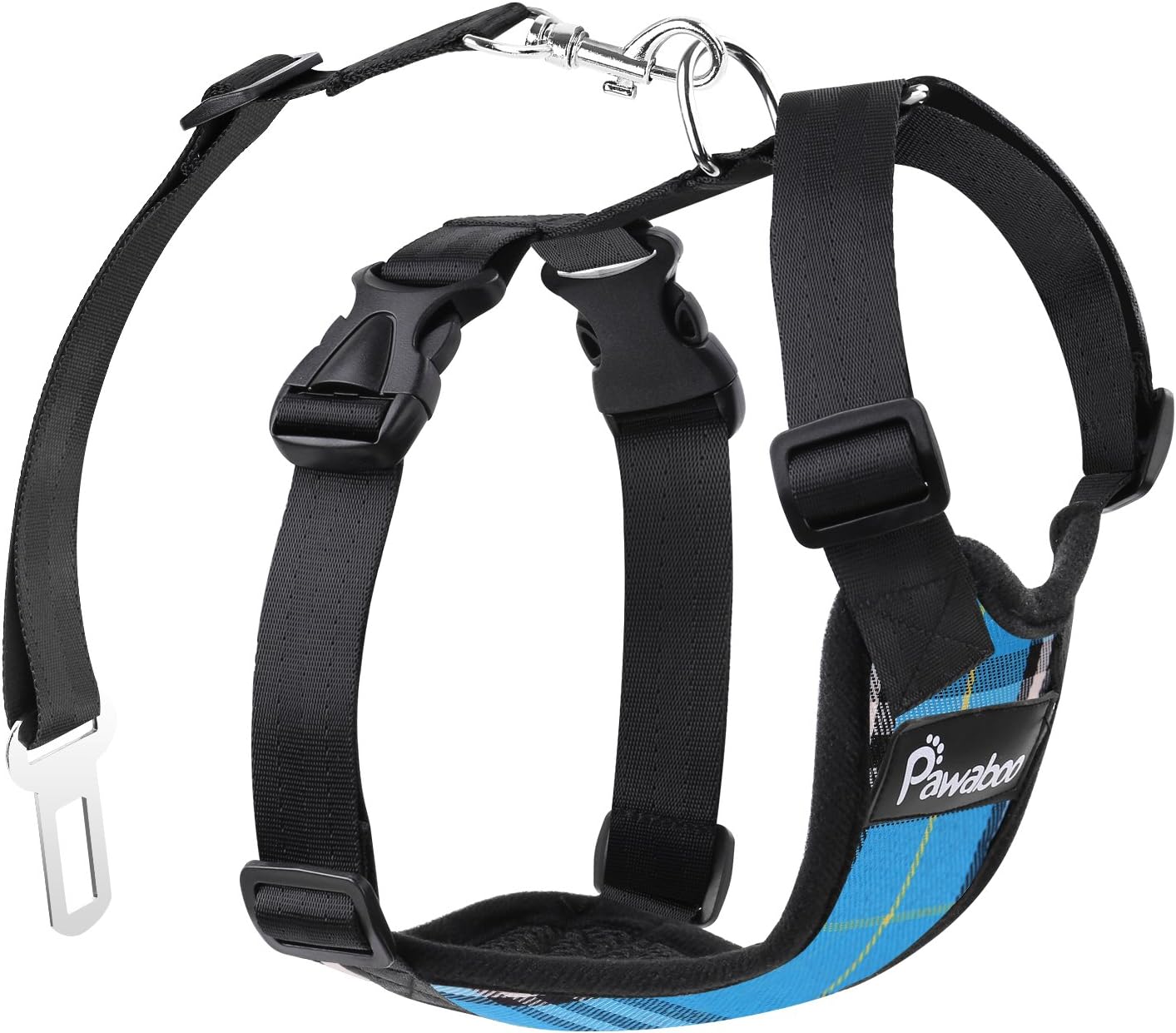 Pawaboo Dog Safety Vest Harness, Pet Car Harness Vehicle Seat Belt with Adjustable Strap and Buckle Clip, Easy Control for Driving…